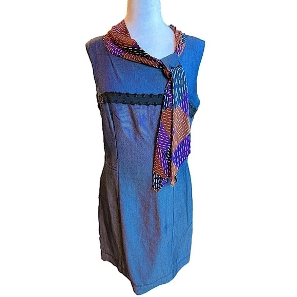 Z Spoke by Zac Posen Chambray Dress with Pockets & Silk Neck Tie Women’s size 8 - Picture 2 of 9